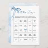 Cartes Pour Fêtes Annuelles Elégant aquarelle bleu ruban Bow Boy Baby shower (Devant / Derrière)