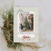 Cartes Pour Fêtes Annuelles Elégant aquarelle Bow vert Script Noël