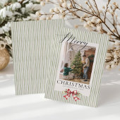 Cartes Pour Fêtes Annuelles Elégant aquarelle Bow vert Script Noël