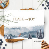 Cartes Pour Fêtes Annuelles Elégant aquarelle forêt et renard, paix et joie