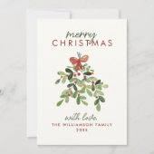 Cartes Pour Fêtes Annuelles Elégant Aquarelle Mistletoe Joyeux Noël (Devant)