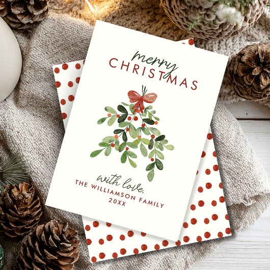 Cartes Pour Fêtes Annuelles Elégant Aquarelle Mistletoe Joyeux Noël