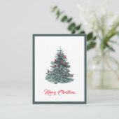 Cartes Pour Fêtes Annuelles Elégant Aquarelle moderne Arbre de Noël (Debout devant)