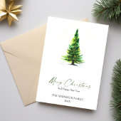 Cartes Pour Fêtes Annuelles Elégant Aquarelle Pine Tree Noël Salutation