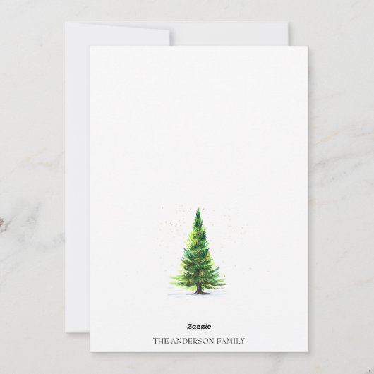 Cartes Pour Fêtes Annuelles Elégant Aquarelle Pine Tree Noël Salutation (Dos)