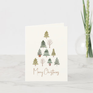 Cartes Pour Fêtes Annuelles Elégant aquarelle Pins de Noël Arbres non photo
