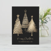 Cartes Pour Fêtes Annuelles Elégant Arbre de Noël Or non photo (Debout devant)