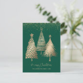 Cartes Pour Fêtes Annuelles Elégant Arbre de Noël Or Parties scintillant neige (Debout devant)