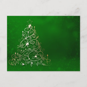 Cartes Pour Fêtes Annuelles Élégant arbre de Noël simple décoré sur vert