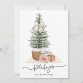 Cartes Pour Fêtes Annuelles Élégant arbre de Noël simple présente plat (Devant)