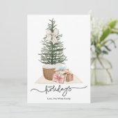 Cartes Pour Fêtes Annuelles Élégant arbre de Noël simple présente plat (Debout devant)
