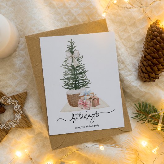 Cartes Pour Fêtes Annuelles Élégant arbre de Noël simple présente plat