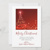 Cartes Pour Fêtes Annuelles Élégant Arbre de script rouge non photo Noël (Devant)