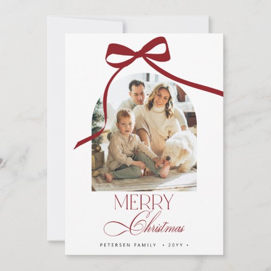 Cartes Pour Fêtes Annuelles Elégant arc de bouho 4 photos Joyeux Noël (Devant)
