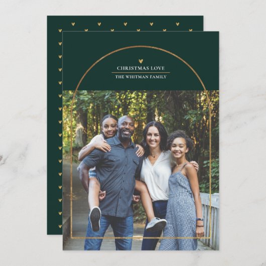 Cartes Pour Fêtes Annuelles Elégant Arc Or superposition Noël Amour Photo (Devant / Derrière)