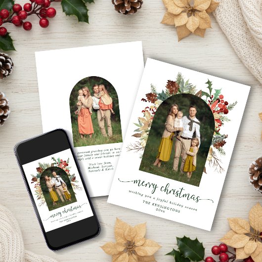 Cartes Pour Fêtes Annuelles Élégant Arc verdoyant Joyeux Noël Photo