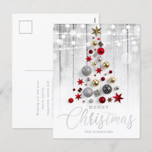 Cartes Pour Fêtes Annuelles Elégant Argent Rustique Gold Noël Arbre