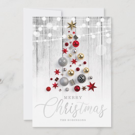 Cartes Pour Fêtes Annuelles Elégant Argent Rustique Gold Noël Arbre  (Devant)