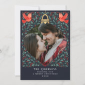 Cartes Pour Fêtes Annuelles Élégant Art populaire Cardinal Noël Foliage Photo (Devant)