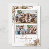Cartes Pour Fêtes Annuelles Élégant automne floral 3 Photo Thanksgiving (Devant)