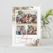 Cartes Pour Fêtes Annuelles Élégant automne floral 3 Photo Thanksgiving (Debout devant)