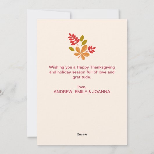 Cartes Pour Fêtes Annuelles Elégant automne Leave Bon thanksgiving Photo (Dos)