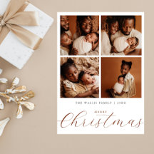Elégant Beige Modern 4 Photo Collage Noël
