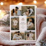 Cartes Pour Fêtes Annuelles Elégant Berry Botanical Christmas 6 Photo Collage<br><div class="desc">Envoyez des salutations chaudes avec cette carte photo de Noël élégante avec un design intemporel de baies sainte. L'avant met en valeur un collage photo moderne de 6 avec une illustration botanique délicate, dont des baies rouges festives et des feuilles doux aux tons eucalyptus. La typographie minimale des polices de...</div>