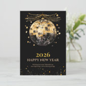 Cartes Pour Fêtes Annuelles Elegant Black and Gold New Year Greeting Card (Debout devant)