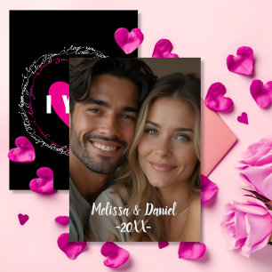 Cartes Pour Fêtes Annuelles Elégant Black and Pink Love Valentine's photo