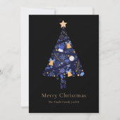 Cartes Pour Fêtes Annuelles Elegant Black Gold Blue Script Christmas Tree (Devant)