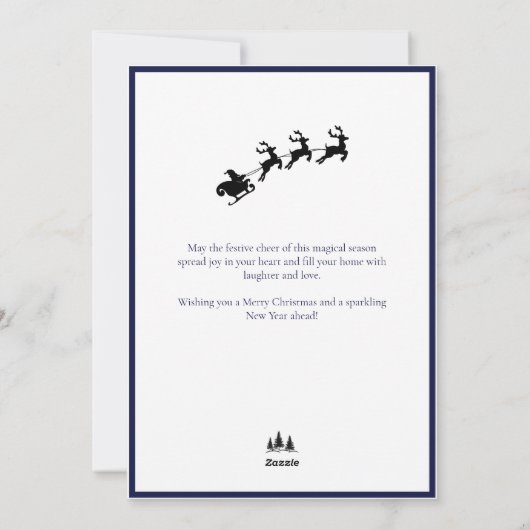 Cartes Pour Fêtes Annuelles Elegant Black Gold Blue Script Christmas Tree (Dos)