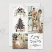 Cartes Pour Fêtes Annuelles Elégant Black & Gold Bows Joyeux Noël 2 Photo (Devant)