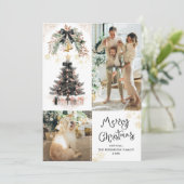 Cartes Pour Fêtes Annuelles Elégant Black & Gold Bows Joyeux Noël 2 Photo (Debout devant)