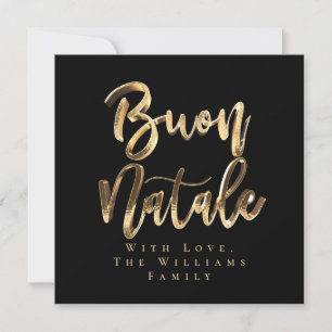 Cartes Pour Fêtes Annuelles Élégant Black Gold Script de Buon Natale Italien
