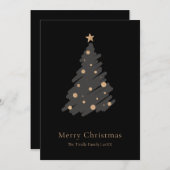 Cartes Pour Fêtes Annuelles Elegant Black Grey Gold Script Christmas Tree (Devant / Derrière)
