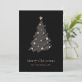 Cartes Pour Fêtes Annuelles Elegant Black Grey Gold Script Christmas Tree (Debout devant)