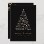 Cartes Pour Fêtes Annuelles Elegant Black Silver Gold Script Christmas Tree (Devant / Derrière)