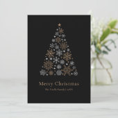 Cartes Pour Fêtes Annuelles Elegant Black Silver Gold Script Christmas Tree (Debout devant)