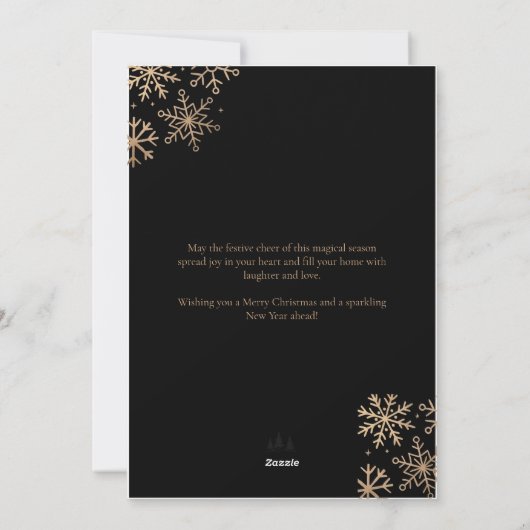 Cartes Pour Fêtes Annuelles Elegant Black Silver Gold Script Christmas Tree (Dos)