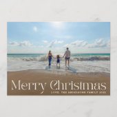 Cartes Pour Fêtes Annuelles Élégant blanc moderne script photo Joyeux Noël (Devant)