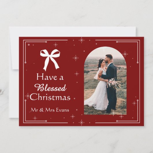 Cartes Pour Fêtes Annuelles Elegant Blessed Christmas Photo Card (Devant)