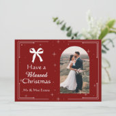 Cartes Pour Fêtes Annuelles Elegant Blessed Christmas Photo Card (Debout devant)