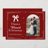 Cartes Pour Fêtes Annuelles Elegant Blessed Christmas Photo Card (Devant / Derrière)