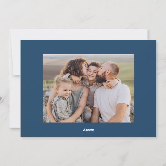 Cartes Pour Fêtes Annuelles Elégant bleu aquarelle Bow 2 photo (Dos)