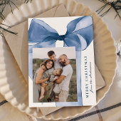 Cartes Pour Fêtes Annuelles Elégant bleu aquarelle Bow 3 photo