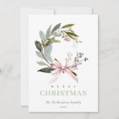 Cartes Pour Fêtes Annuelles Elégant bleu bleu vert hiver couronne de Noël (Devant)