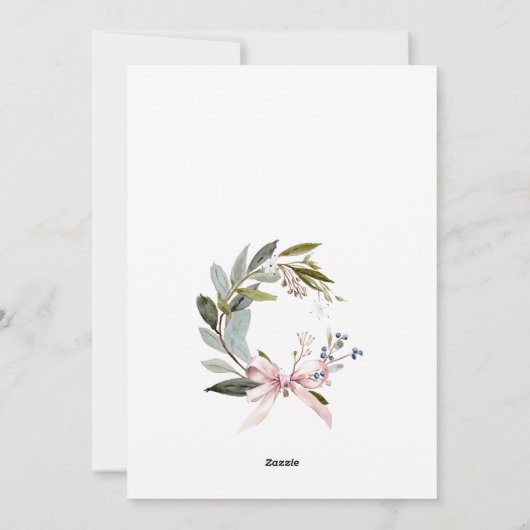 Cartes Pour Fêtes Annuelles Elégant bleu bleu vert hiver couronne de Noël (Dos)