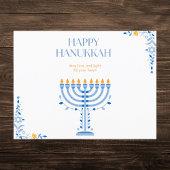 Cartes Pour Fêtes Annuelles Elégant bleu et or Menorah Hanoukka