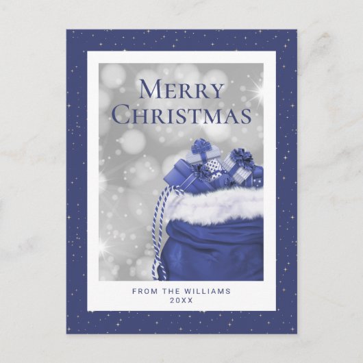 Cartes Pour Fêtes Annuelles Elégant Bleu étoile Joyeux Noël (Devant)